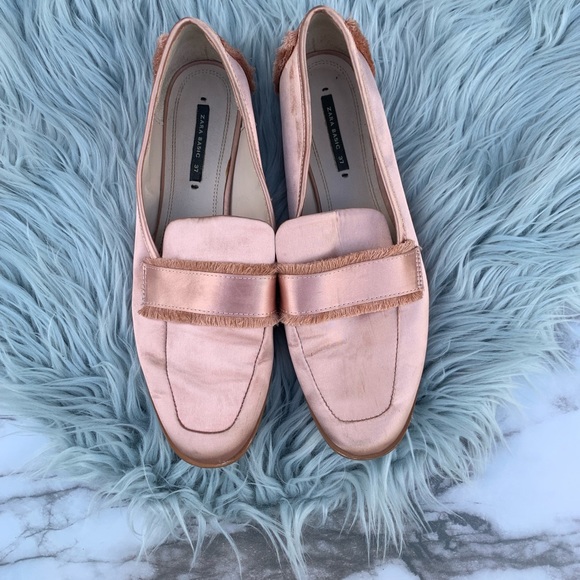 SOLD✨ZARA satin pink frayed Loafer flat - Picture 2 of 8